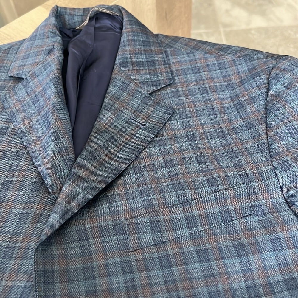 NEW Jack Victor Midland Contemporary Fit Plaid Wool Blazer, Size 36S Retail $798 - Picture 4 of 10